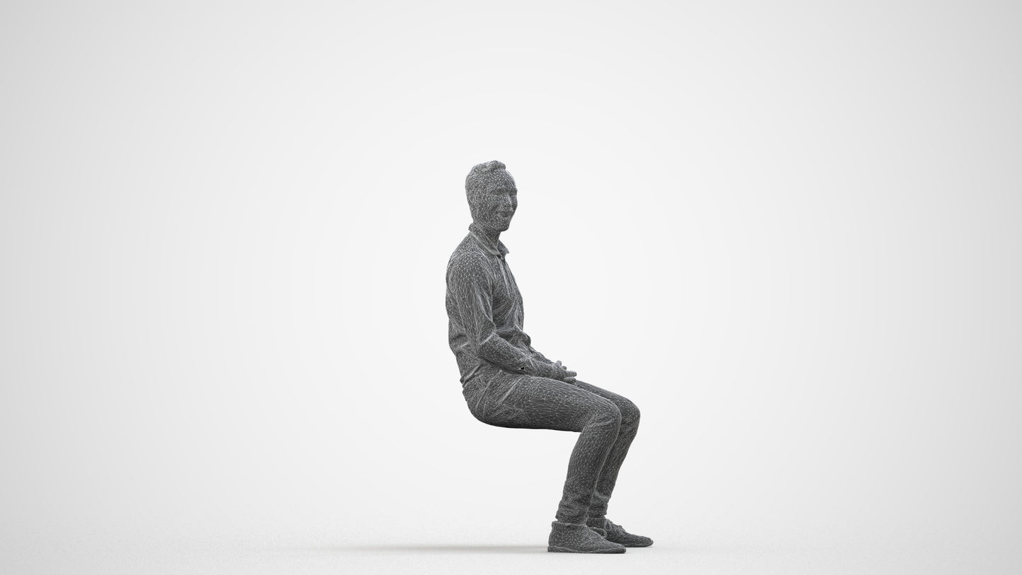 realistic 3D people man casual pool, render-ready for V-Ray and Corona, FBX OBJ, wireframe side view