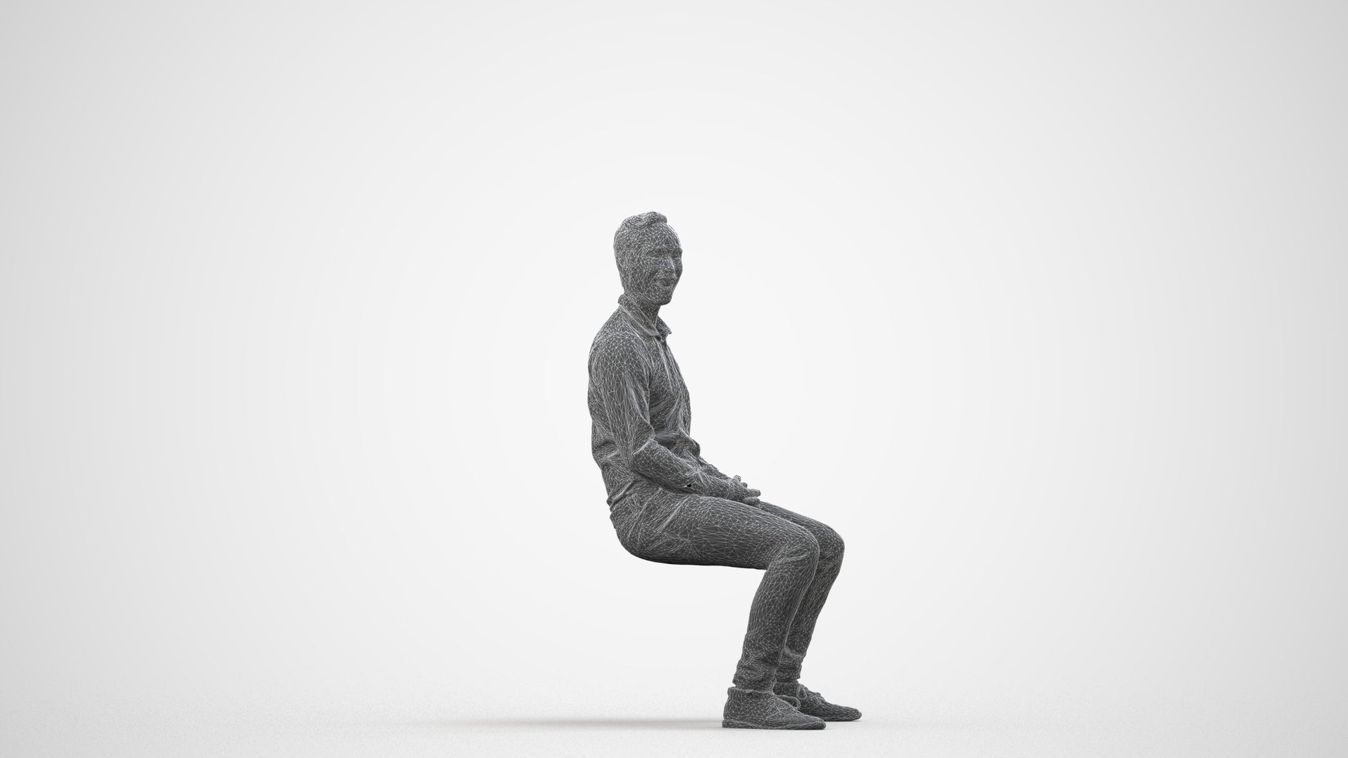realistic 3D people man casual pool, render-ready for V-Ray and Corona, FBX OBJ, wireframe side view