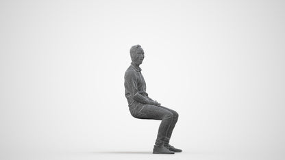 realistic 3D people man casual pool, render-ready for V-Ray and Corona, FBX OBJ, wireframe side view