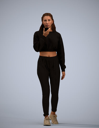 3D human model woman sport, photogrammetry scanned person for archviz