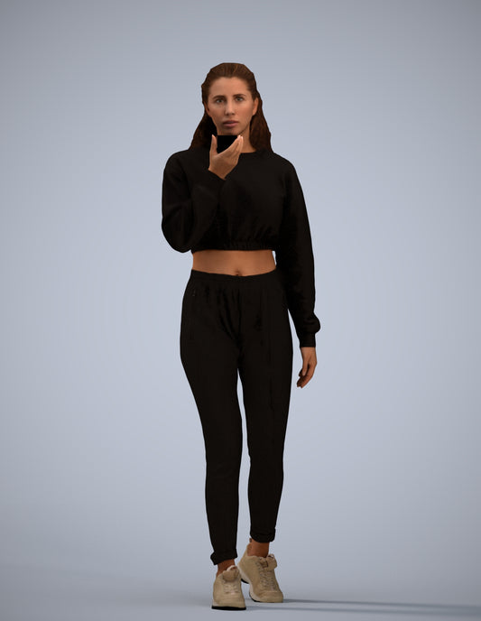 3D human model woman sport, photogrammetry scanned person for archviz