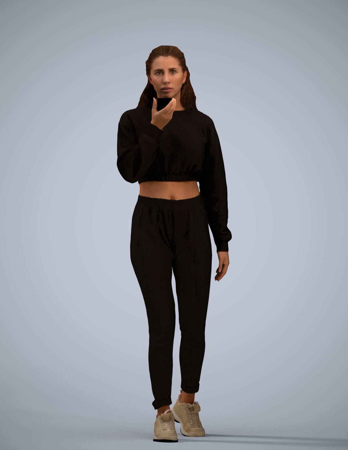 3D human model woman sport, photogrammetry scanned person for archviz