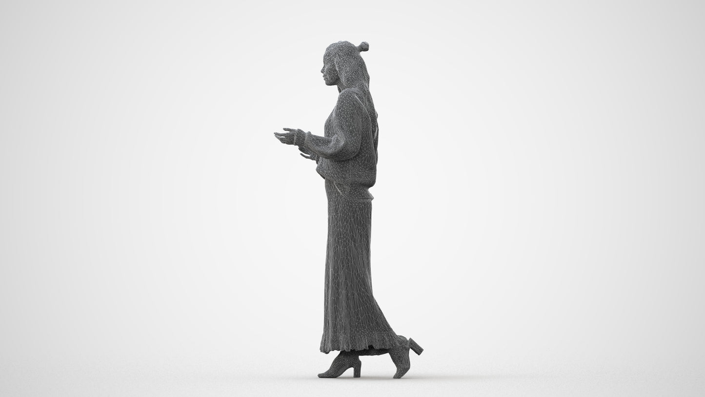 3D scanned woman standing casual, photorealistic archviz people for Enscape and SketchUp, square thumbnail