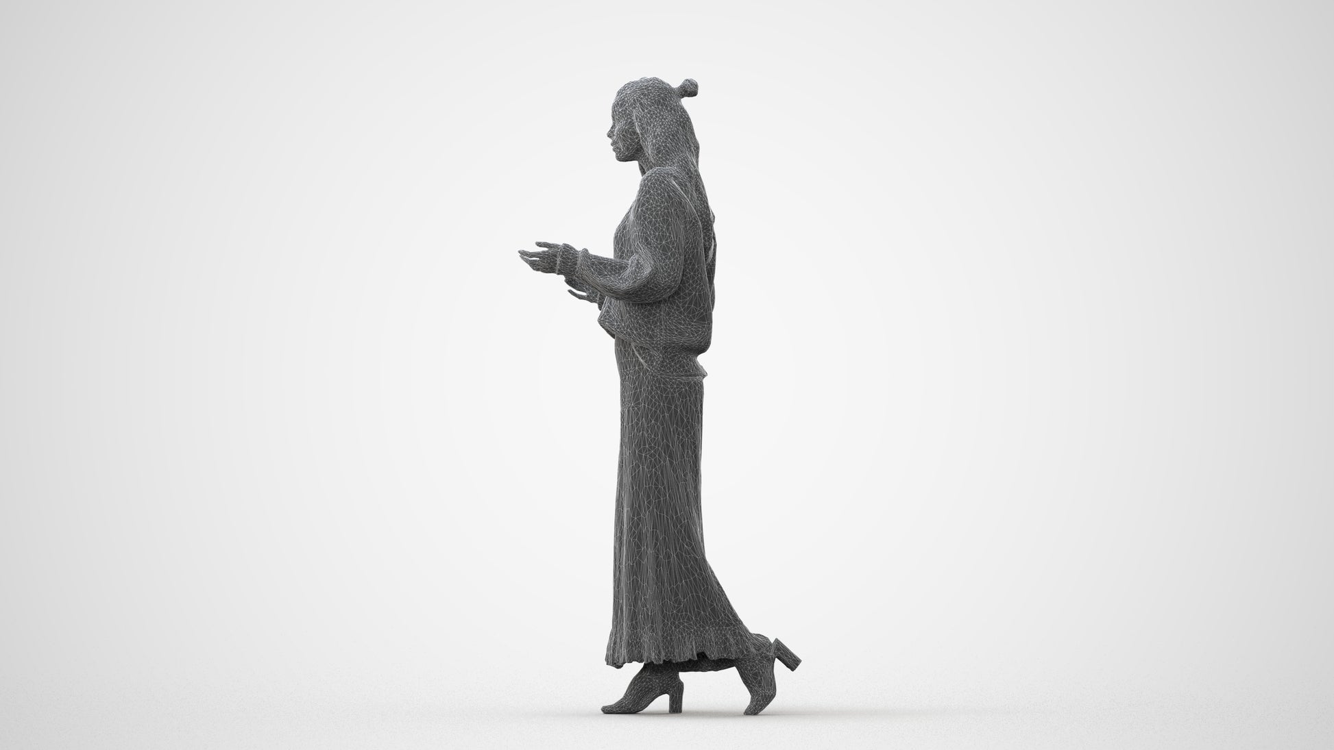 3D scanned woman standing casual, photorealistic archviz people for Enscape and SketchUp, square thumbnail