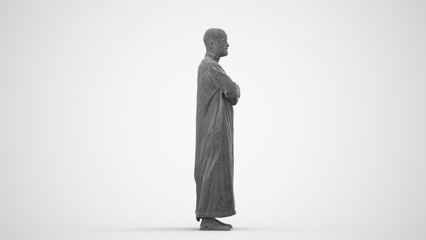realistic 3D human man standing, archviz people FBX OBJ for Blender, wireframe side view
