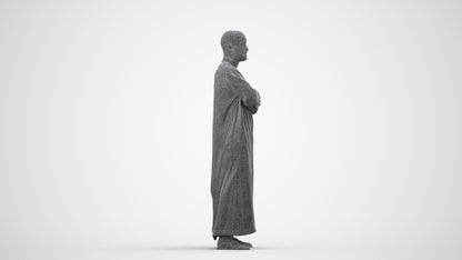 realistic 3D human man standing, archviz people FBX OBJ for Blender, wireframe side view