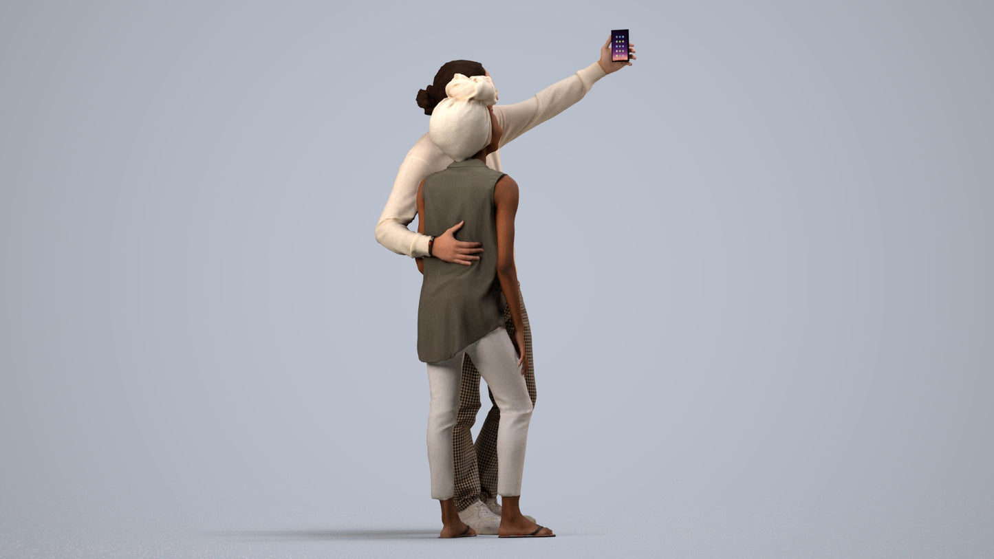 scanned 3D woman casual standing, photogrammetry people for Enscape and V-Ray, side view render