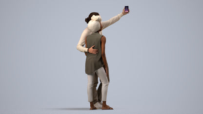 scanned 3D woman casual standing, photogrammetry people for Enscape and V-Ray, side view render