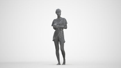3D people model woman bathroom, scanned human for 3ds Max rendering, three-quarter front view render