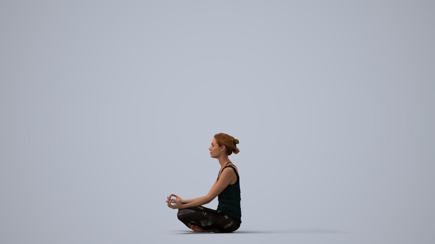 3D people model woman sport, scanned human for 3ds Max rendering, three-quarter view render