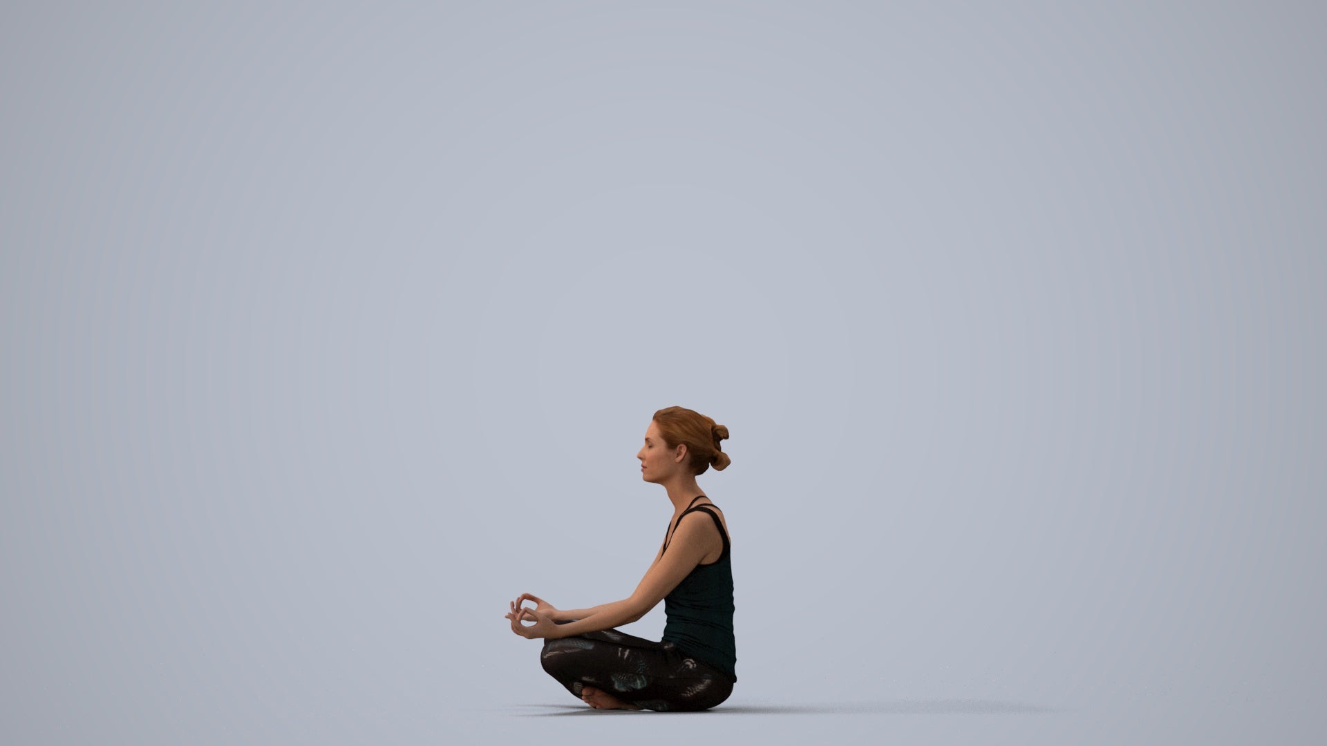 3D people model woman sport, scanned human for 3ds Max rendering, three-quarter view render