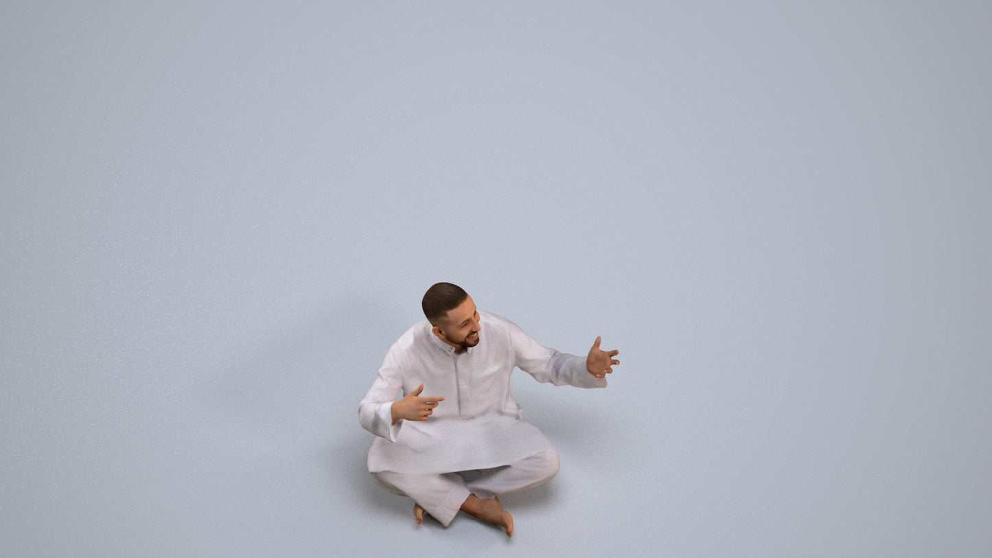 realistic 3D people man sitting, render-ready for V-Ray and Corona, FBX OBJ, back view render