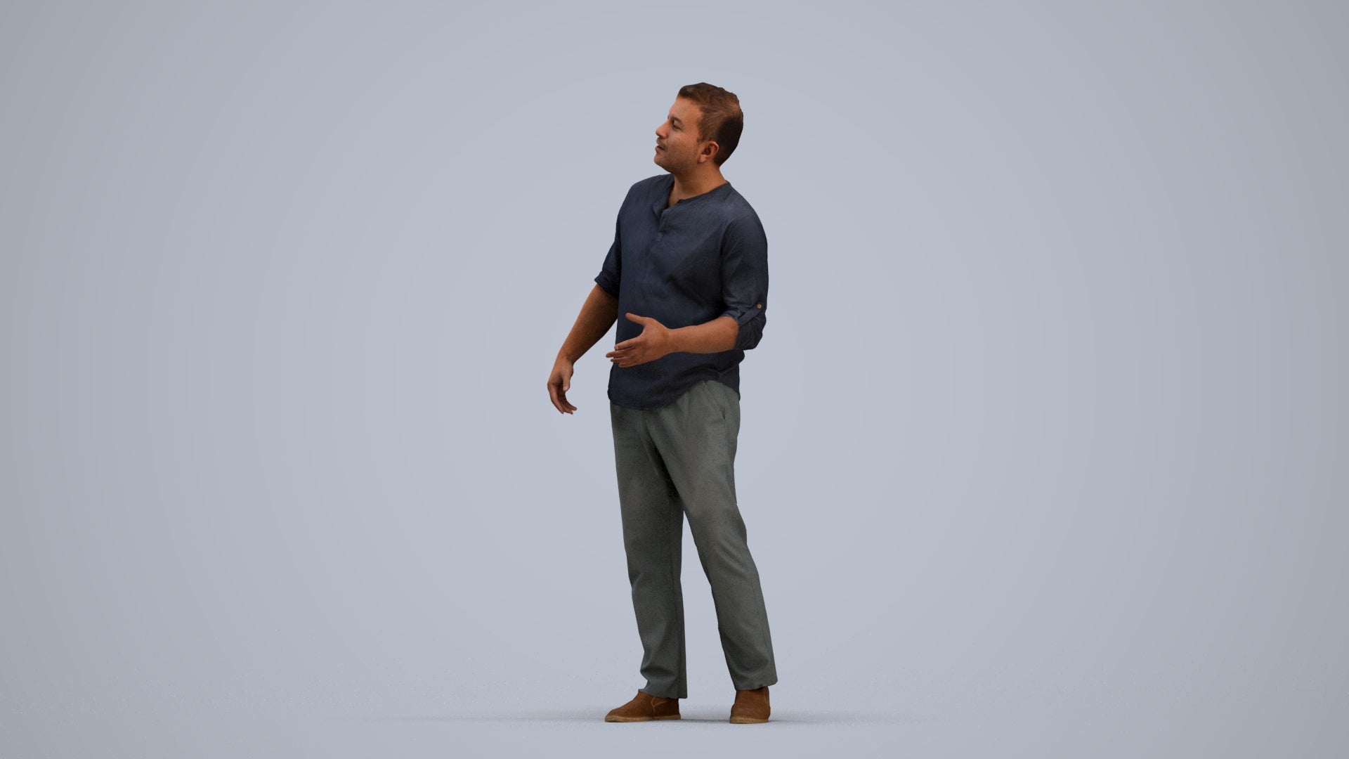 realistic 3D man casual standing, scanned archviz people for Blender and 3ds Max, standing pose render