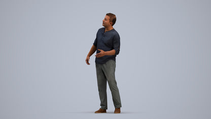 realistic 3D man casual standing, scanned archviz people for Blender and 3ds Max, standing pose render