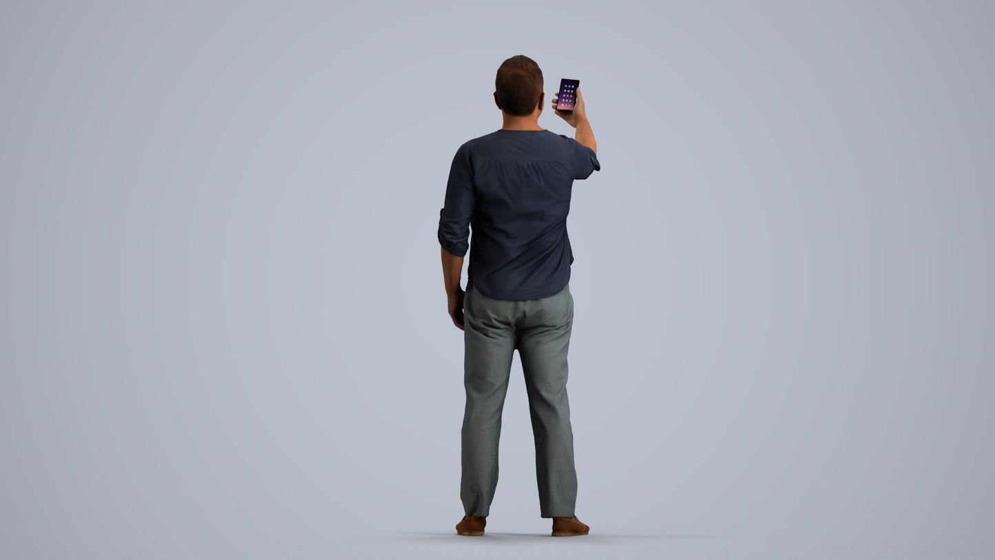 scanned 3D man casual standing, photogrammetry people for Enscape and V-Ray, front view render