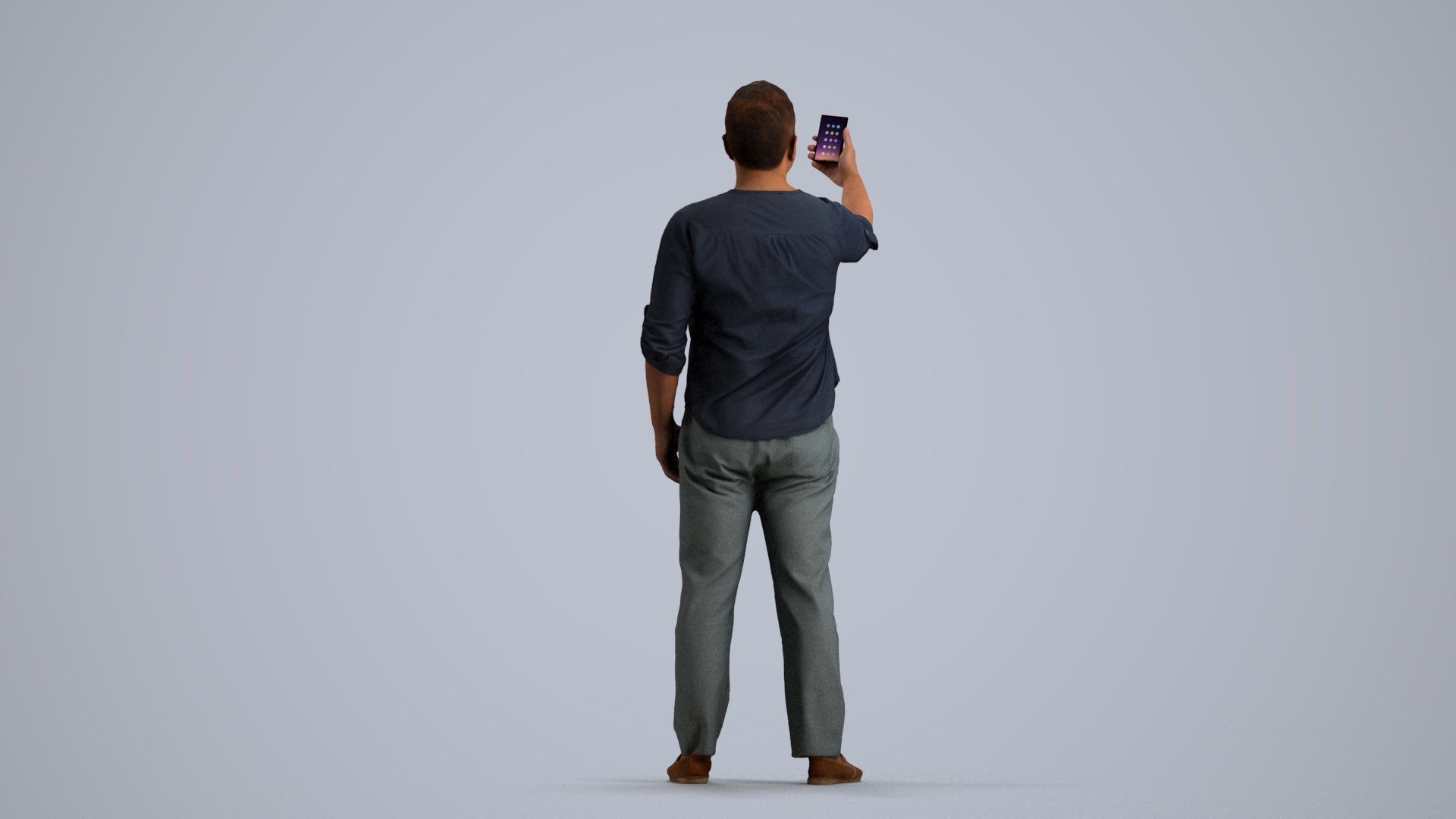 scanned 3D man casual standing, photogrammetry people for Enscape and V-Ray, front view render