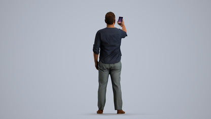 scanned 3D man casual standing, photogrammetry people for Enscape and V-Ray, front view render