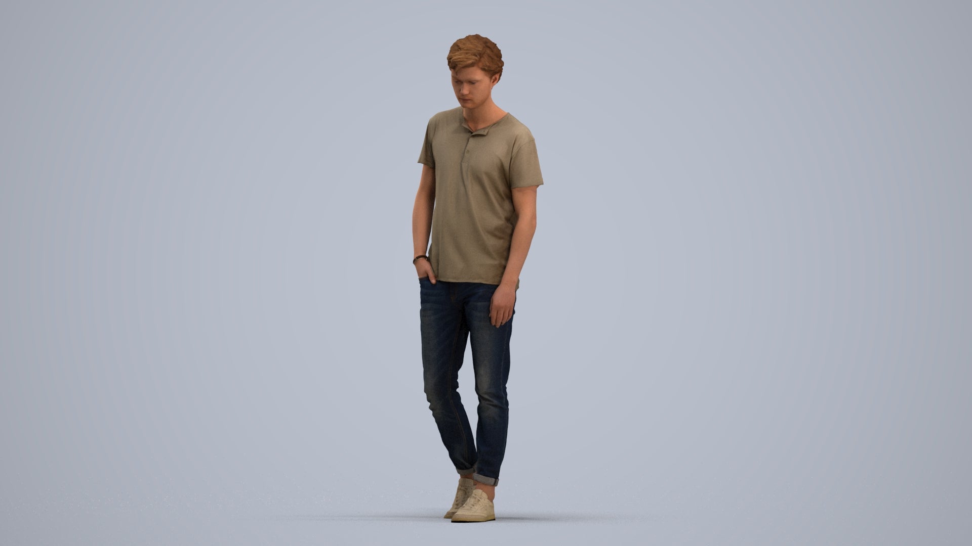 realistic 3D people man casual walking, render-ready for V-Ray and Corona, FBX OBJ, standing pose render