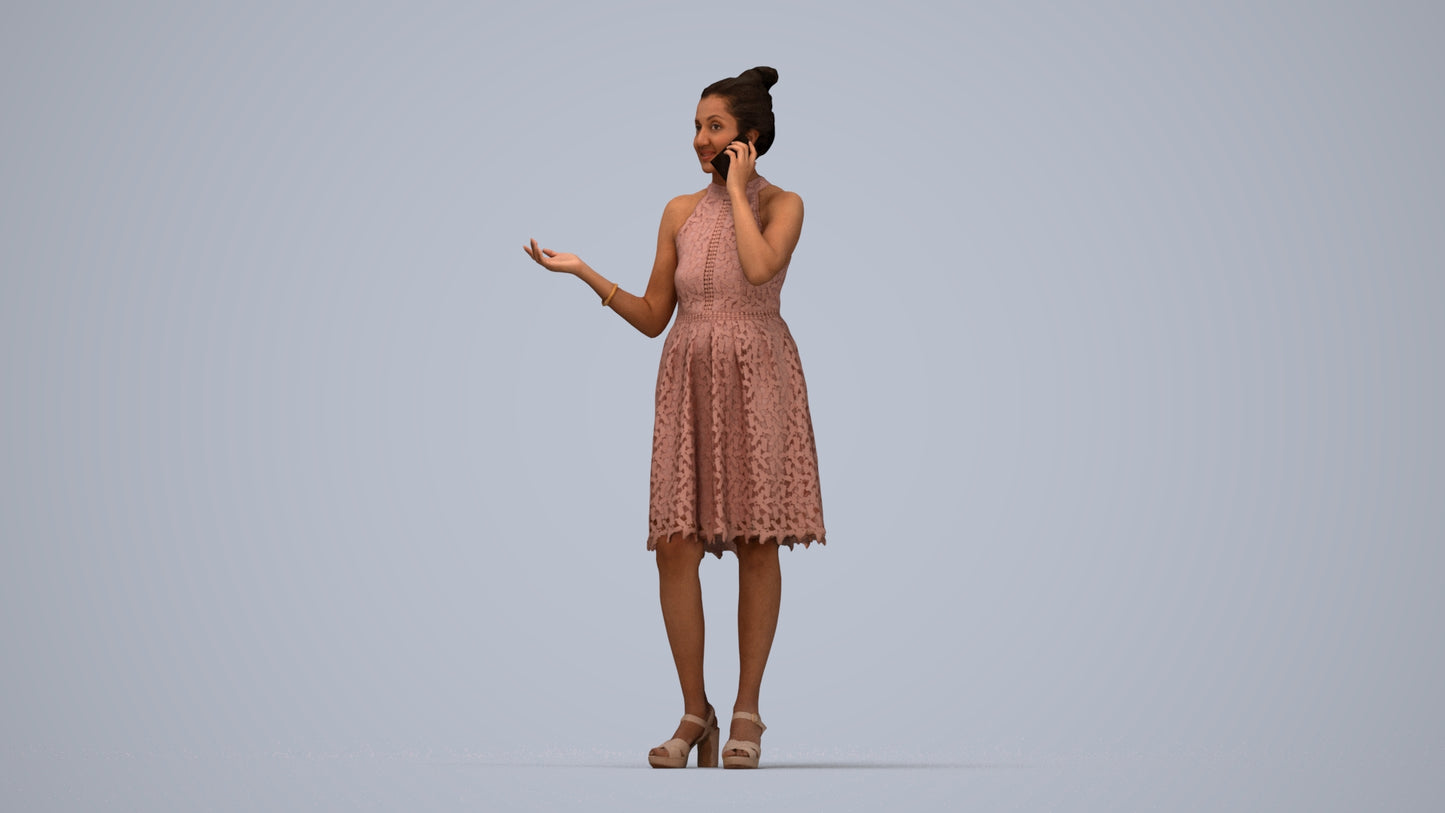 scanned 3D woman formal standing, photogrammetry people for Enscape and V-Ray, top-down view render