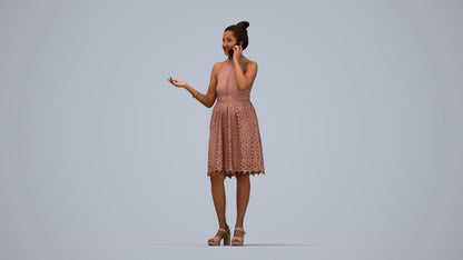 scanned 3D woman formal standing, photogrammetry people for Enscape and V-Ray, top-down view render