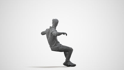 realistic 3D man casual sitting, scanned archviz people for Blender and 3ds Max, wireframe side view