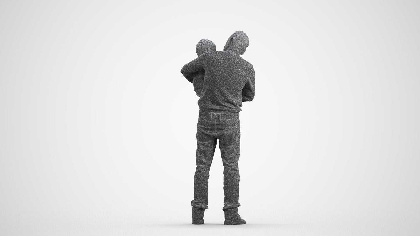 photogrammetry 3D boy casual kids, realistic human model archviz FBX, wireframe front view