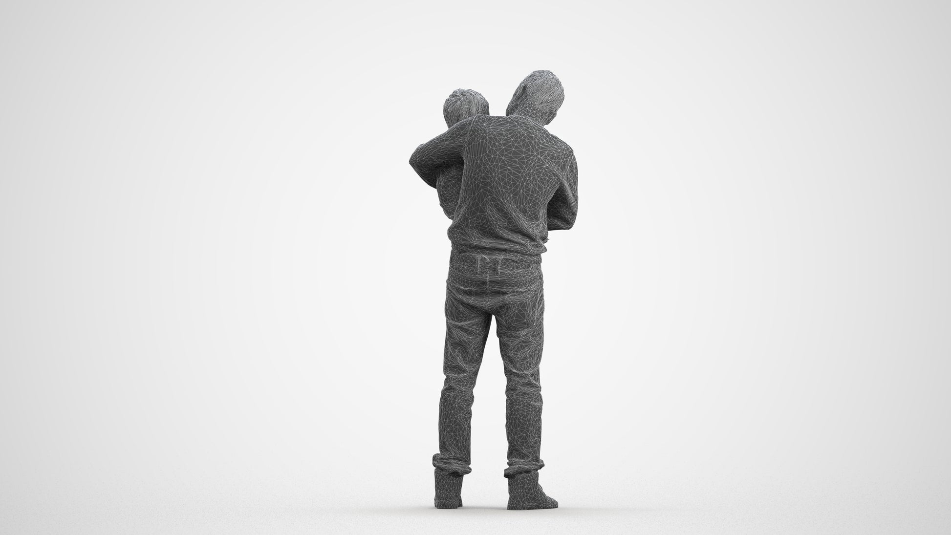 photogrammetry 3D boy casual kids, realistic human model archviz FBX, wireframe front view