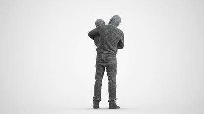 photogrammetry 3D boy casual kids, realistic human model archviz FBX, wireframe front view