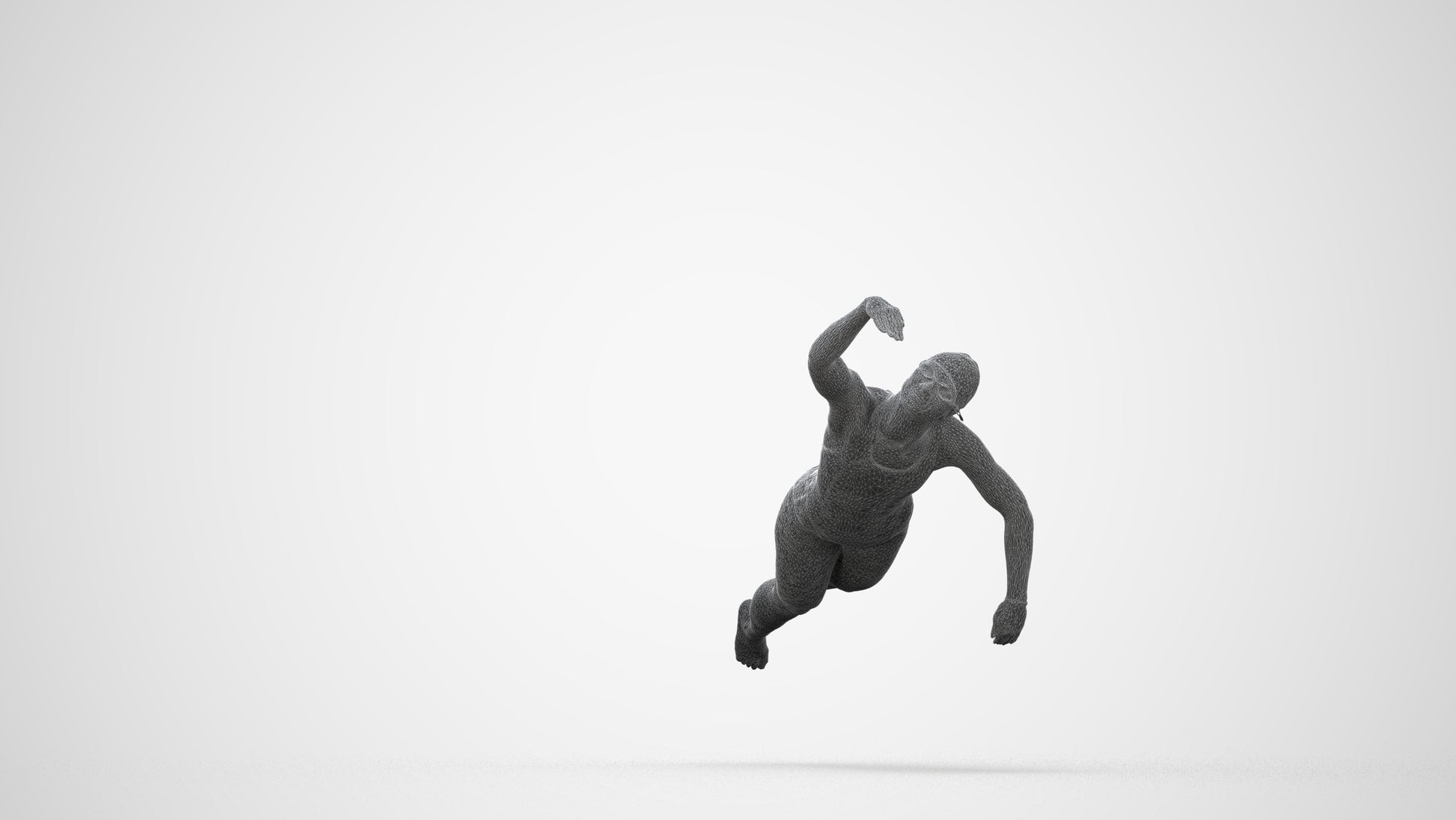 3D human model woman sport pool, photogrammetry scanned person for archviz, wireframe back view