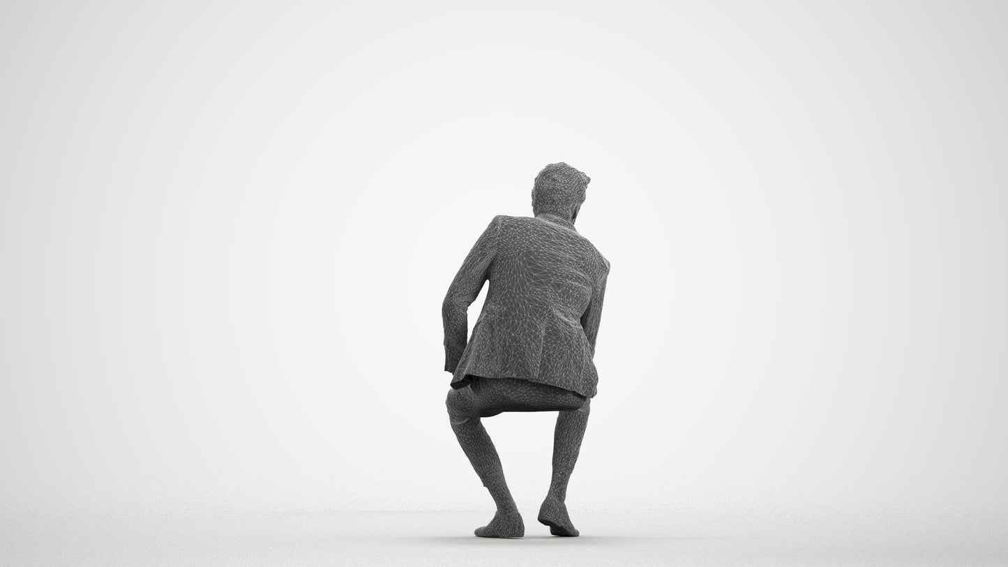 photogrammetry 3D man business, realistic human model archviz FBX, wireframe front view
