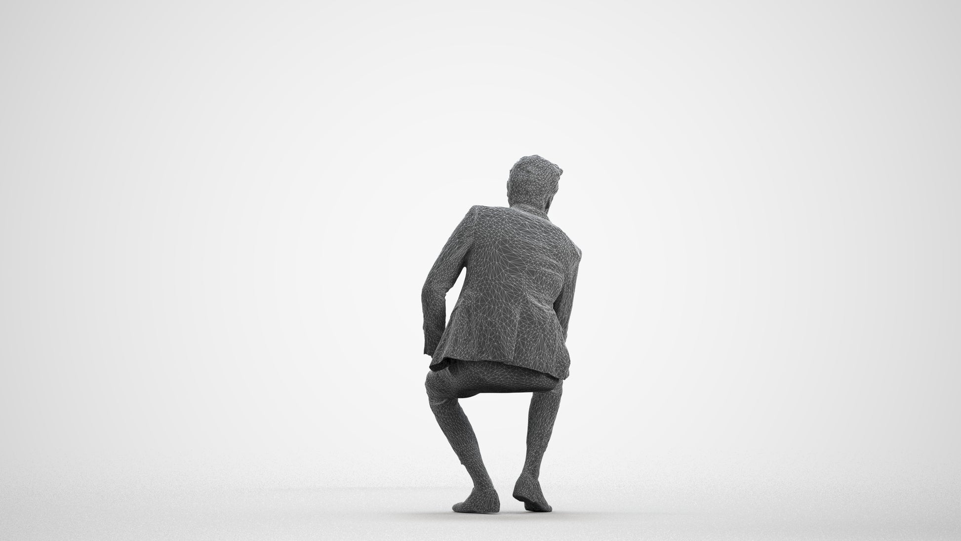 photogrammetry 3D man business, realistic human model archviz FBX, wireframe front view