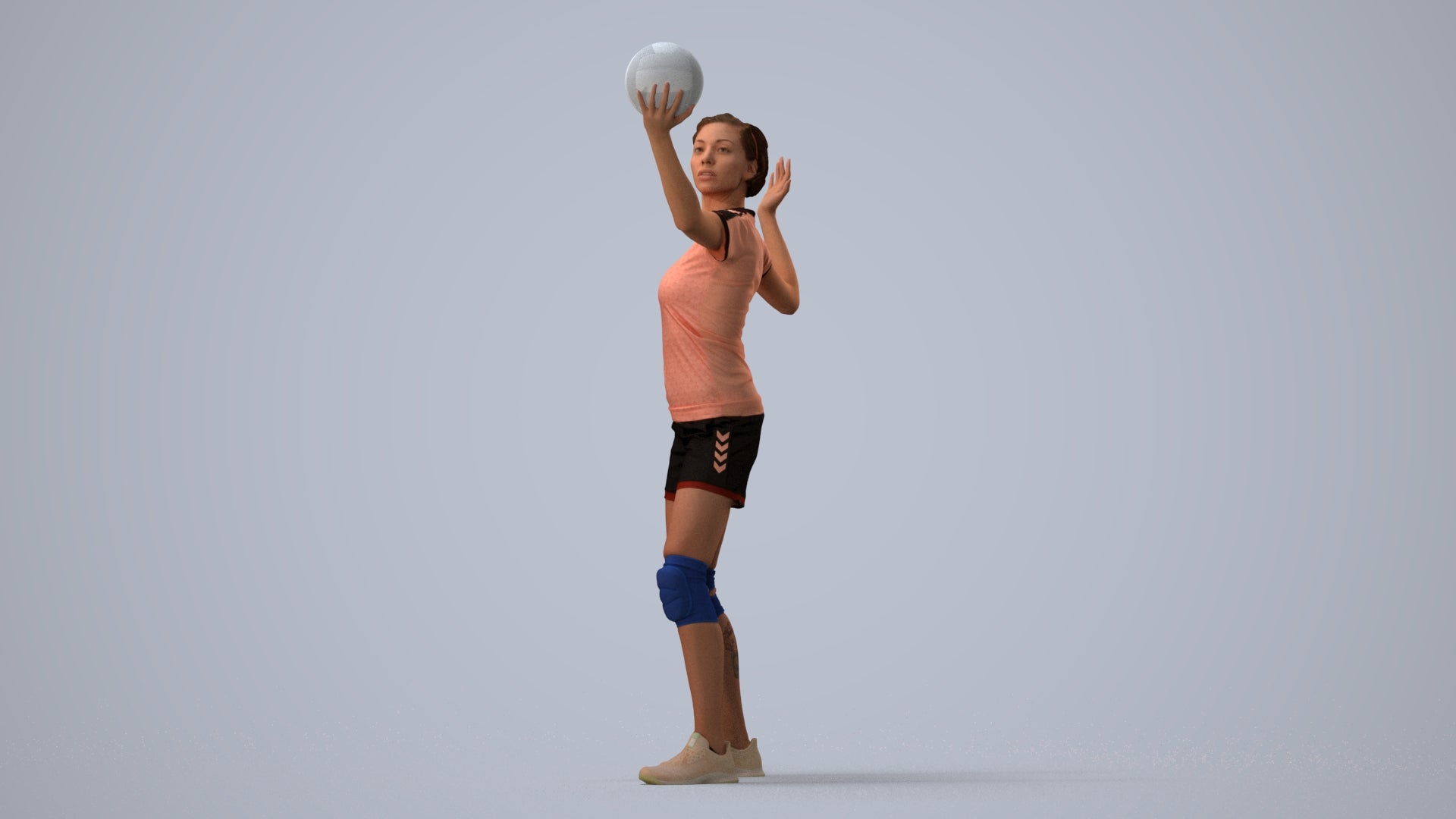 realistic 3D people woman sport, render-ready for V-Ray and Corona, FBX OBJ, three-quarter view render