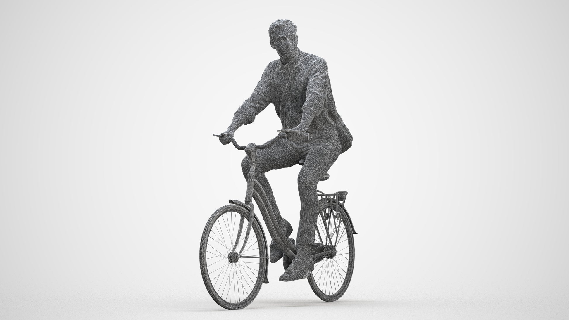 3D people model man casual cycling, scanned human for 3ds Max rendering, top-down view render