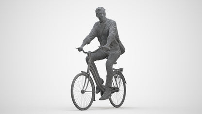 3D people model man casual cycling, scanned human for 3ds Max rendering, top-down view render