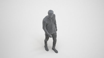 realistic 3D man casual walking, scanned archviz people for Blender and 3ds Max, wireframe three-quarter view
