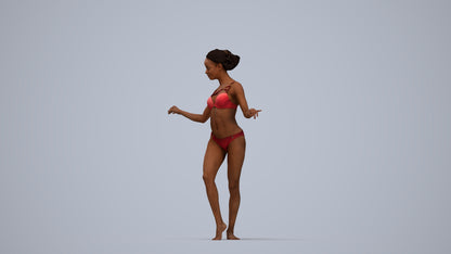 3D people model woman pool, scanned human for 3ds Max rendering, top-down view render