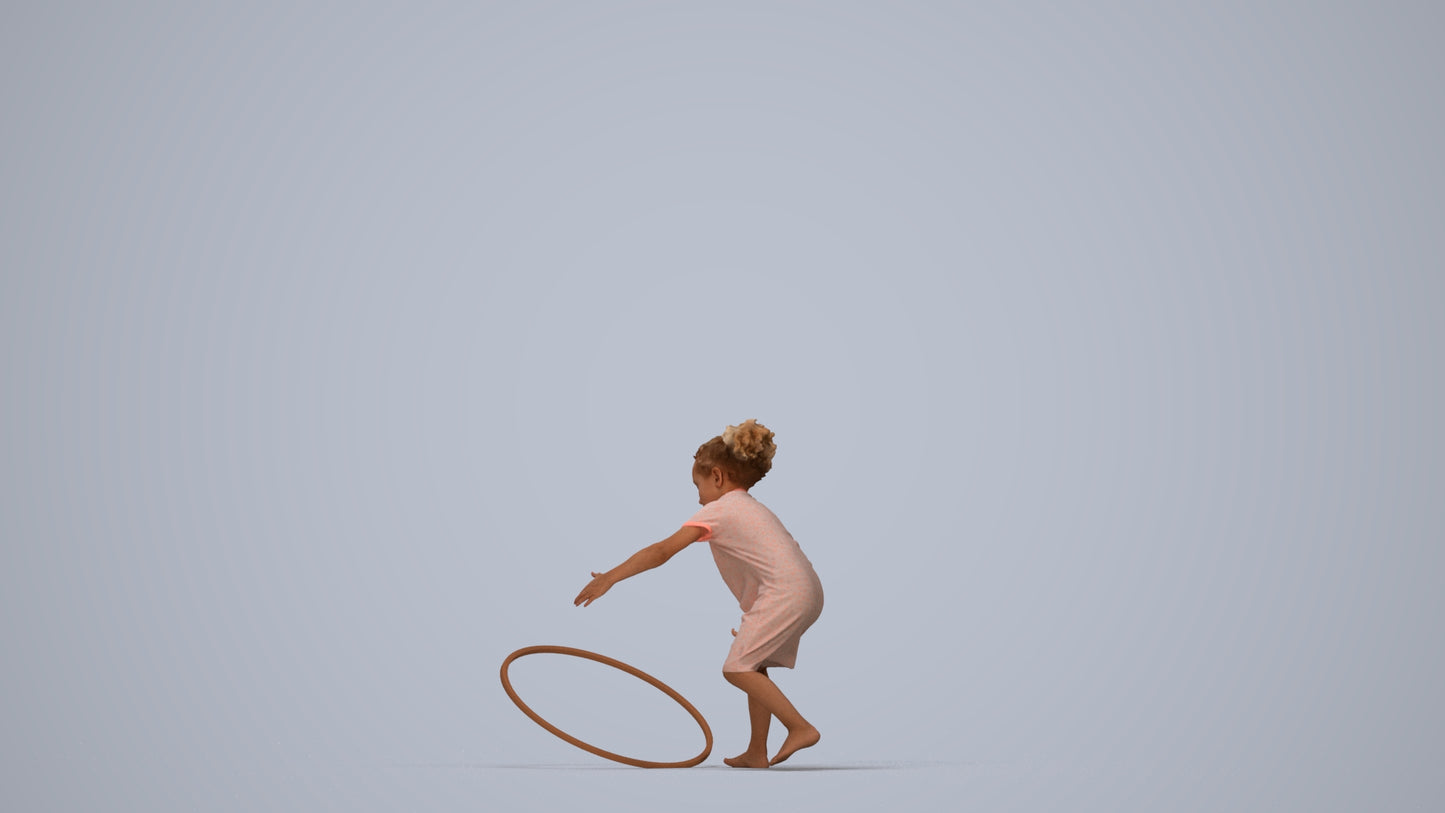 realistic 3D people girl casual kids, render-ready for V-Ray and Corona, FBX OBJ, top-down view render