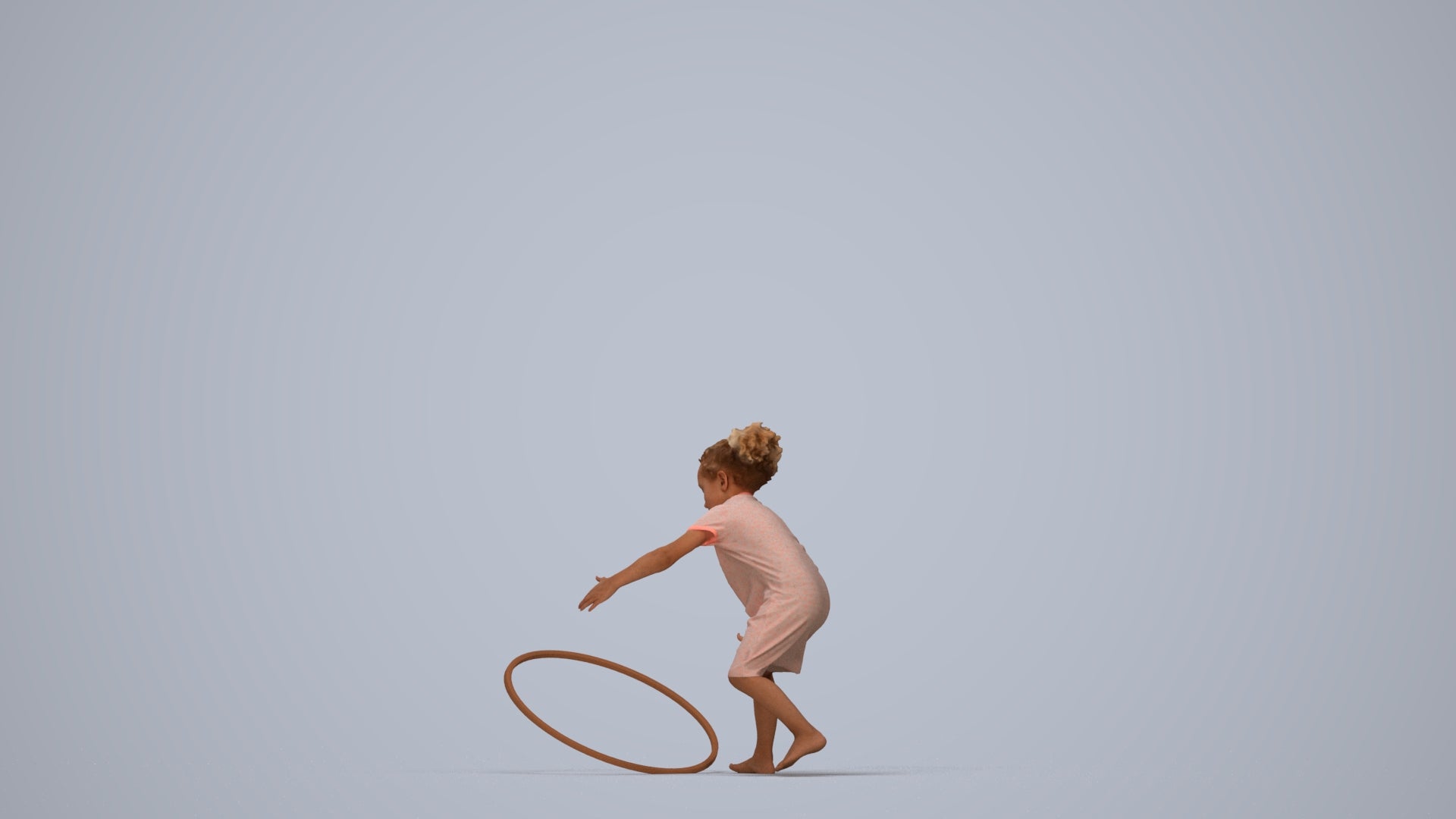realistic 3D people girl casual kids, render-ready for V-Ray and Corona, FBX OBJ, top-down view render