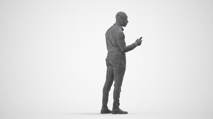 photogrammetry 3D man business standing, realistic human model archviz FBX, wireframe side view