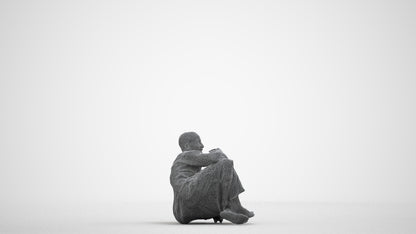 realistic 3D people man sitting, render-ready for V-Ray and Corona, FBX OBJ, wireframe side view