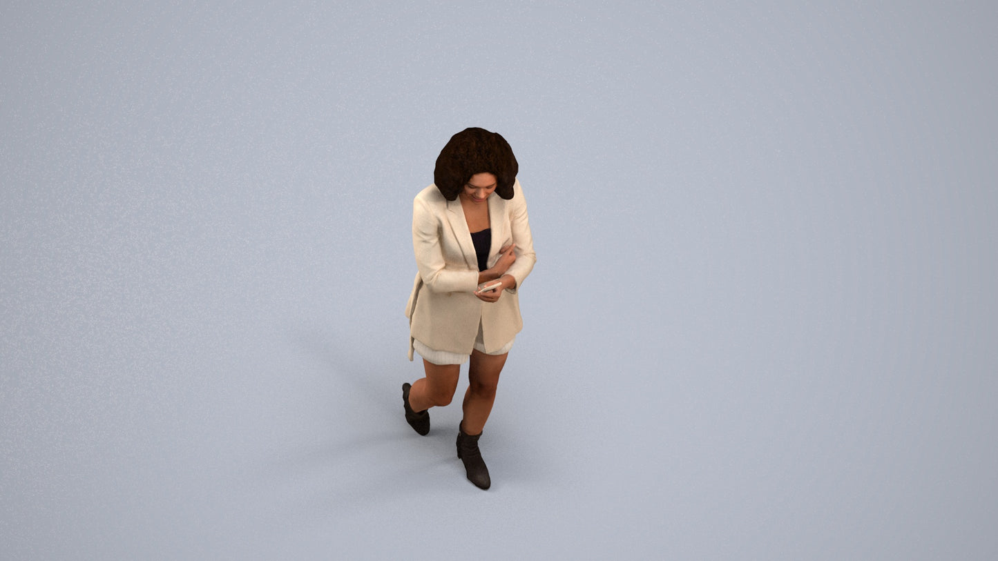 3D people model woman business standing, scanned human for 3ds Max rendering, back view render