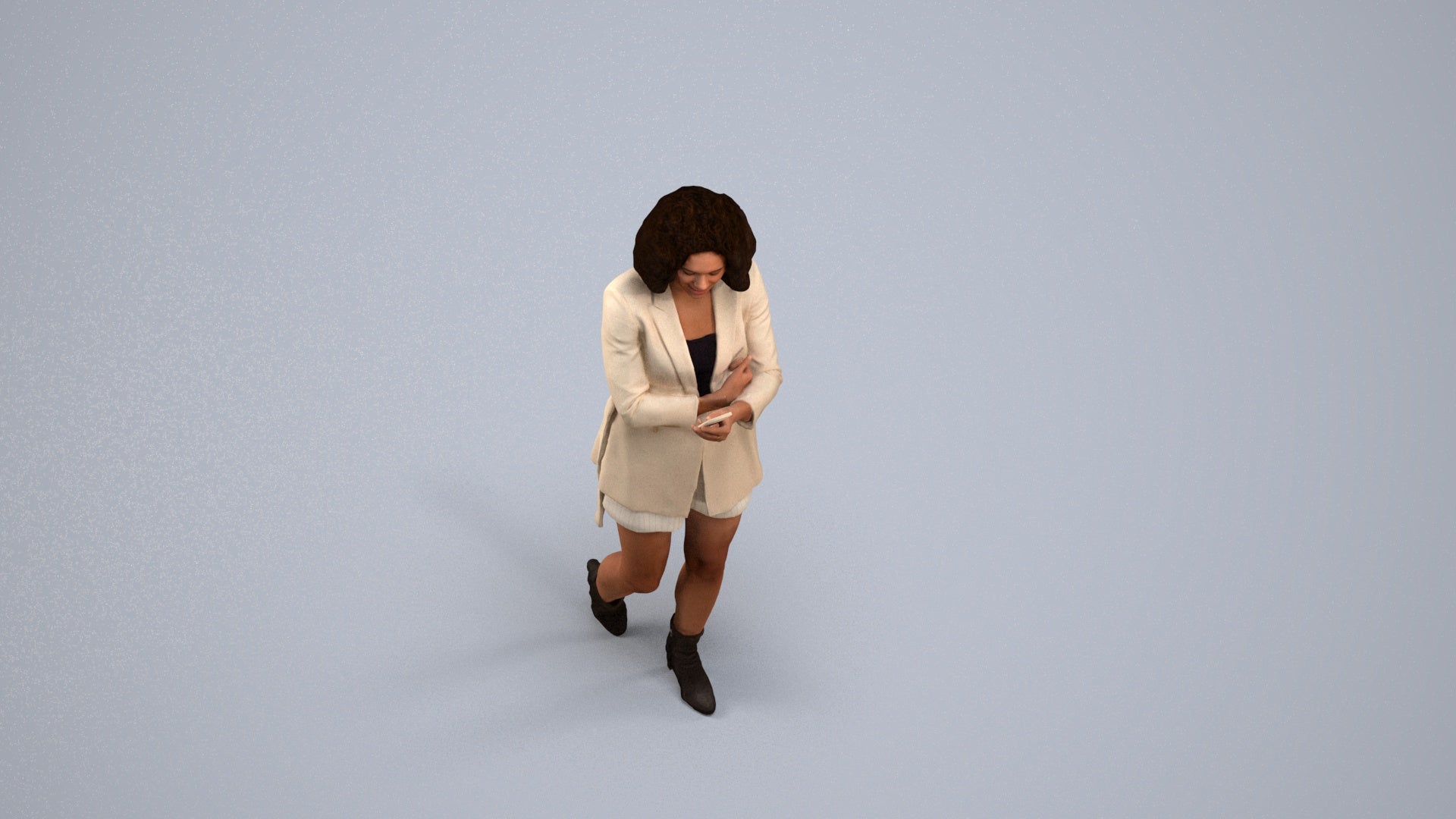 3D people model woman business standing, scanned human for 3ds Max rendering, back view render