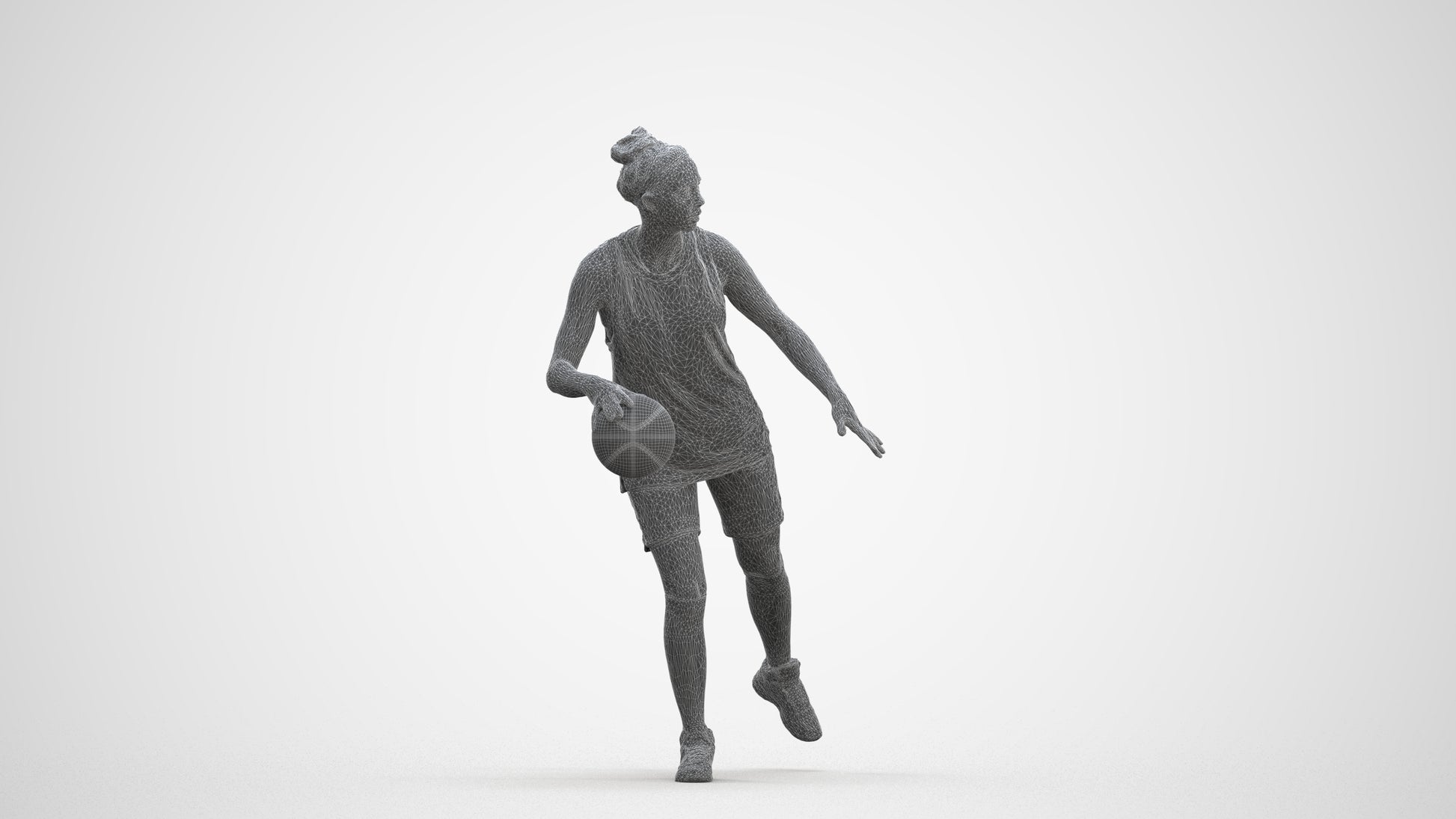 realistic 3D people woman sport, render-ready for V-Ray and Corona, FBX OBJ, three-quarter front view render