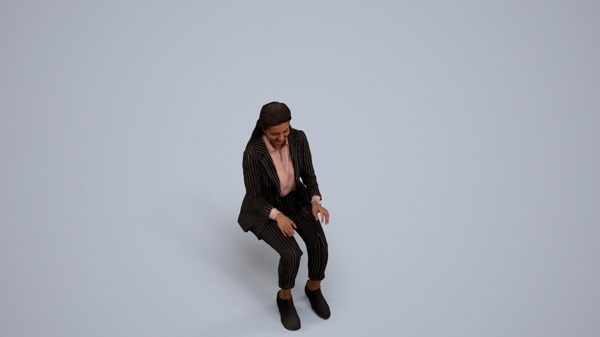 scanned 3D woman business, photogrammetry people for Enscape and V-Ray, back view render