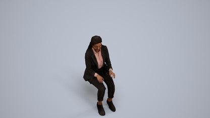 scanned 3D woman business, photogrammetry people for Enscape and V-Ray, back view render