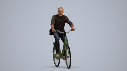 3D people model man casual cycling, scanned human for 3ds Max rendering, standing pose render