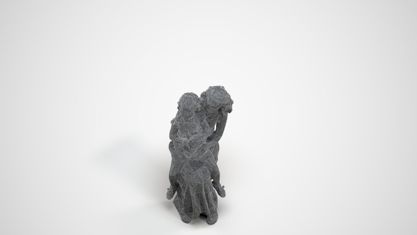 3D scanned boy kids casual, photorealistic archviz people for Enscape and SketchUp, wireframe three-quarter view