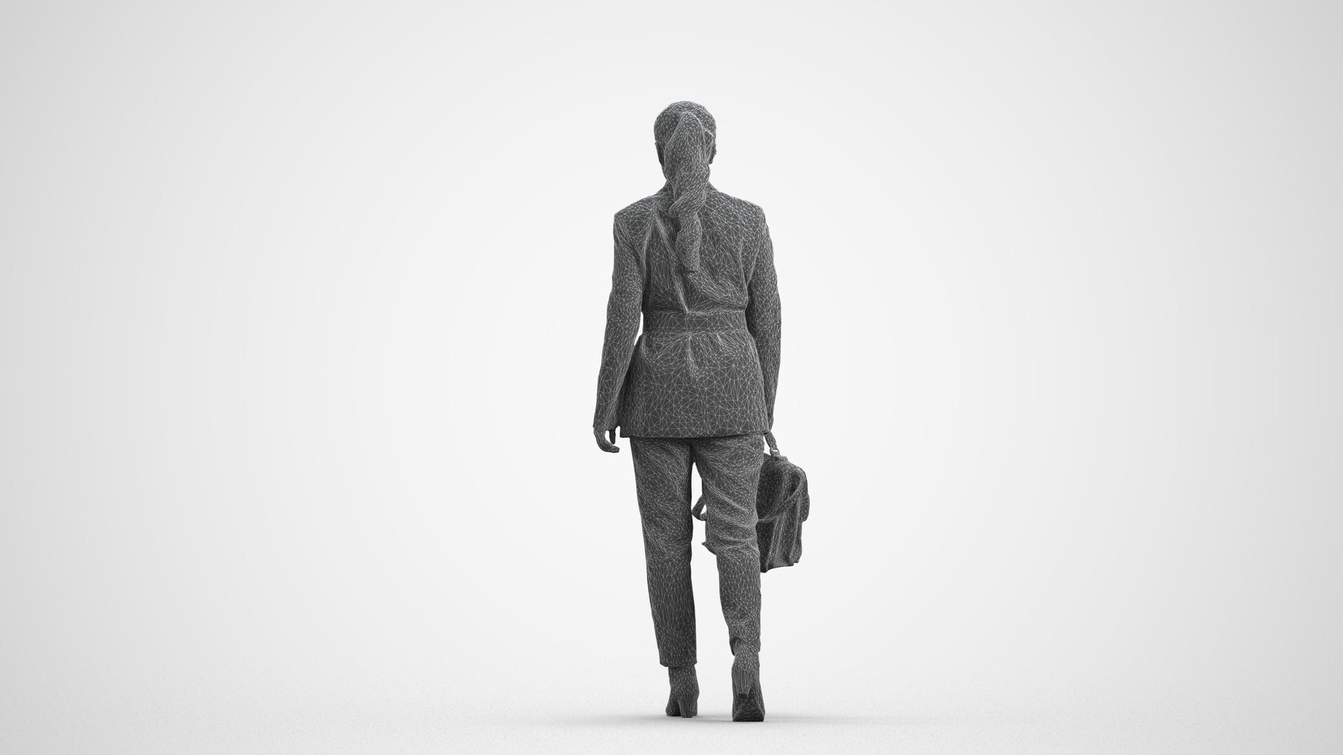 photogrammetry 3D woman business, realistic human model archviz FBX, wireframe front view