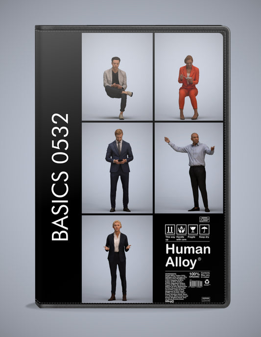 photogrammetry 3D people business collection, 5 realistic human models archviz FBX
