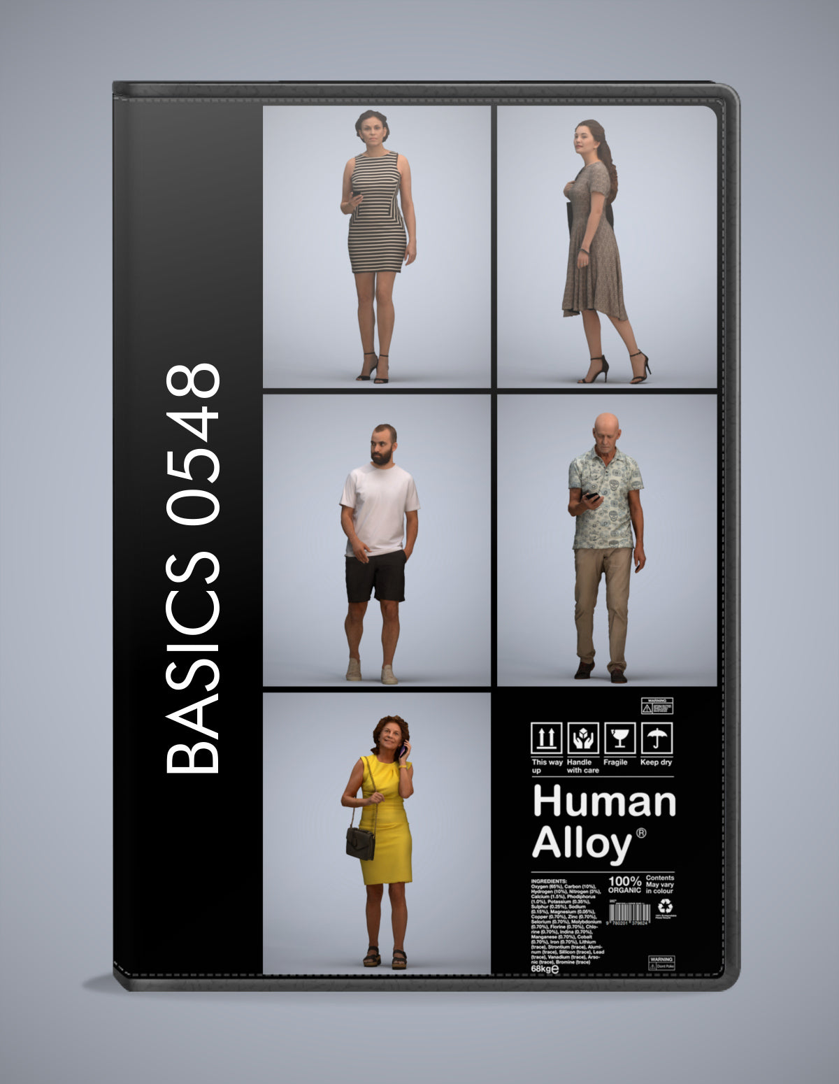 scanned 3D people walking collection, 5 photogrammetry models for Enscape and V-Ray